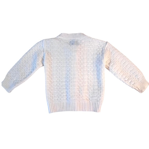 VTG 60's Julius Berger Girls Cream Cable Knit Button Kids Cardigan Sweater 18m - Picture 2 of 8